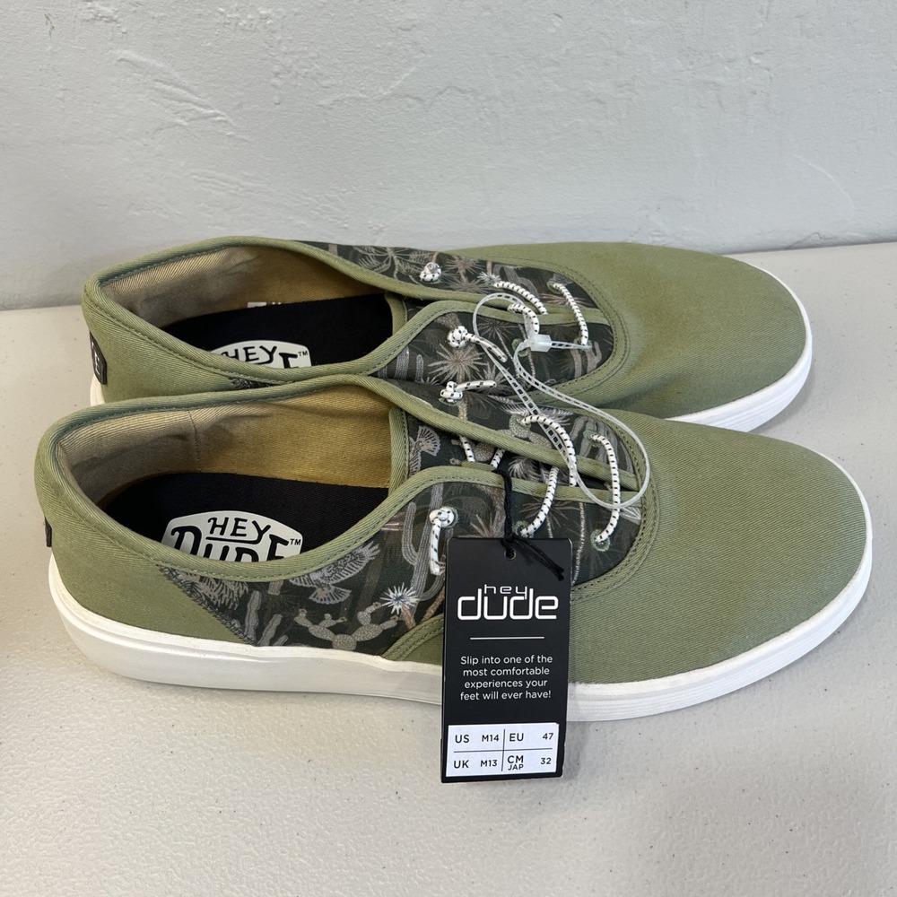 Hey Dude Conway Desert Cactus 40392-315 Men's Size 14 Comfort Shoes New No Box